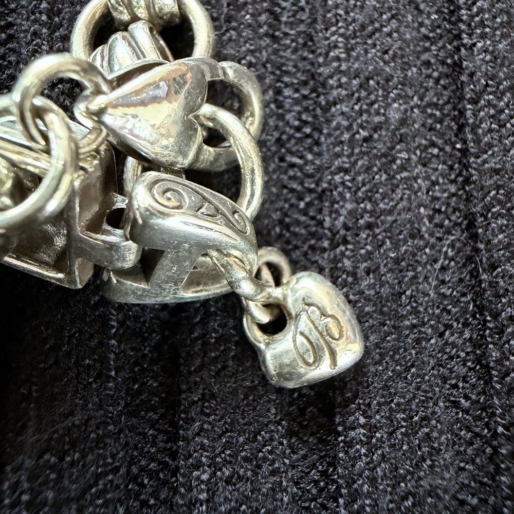 Vintage Brighton Silver Tone Rectangular Link Charm Bracelet